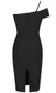 Asymmetric Bardot Midi Dress Black