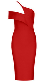 Asymmetric Bardot Midi Dress Red