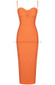 Bustier Structured Midi Dress Orange