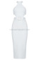 Halter Belt Midi Dress White