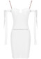Pearl Strap Bardot Bustier Midi Dress White