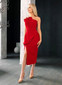 Strapless Draped Midi Dress Red