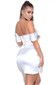 Bardot Draped Satin Dress White