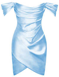 Bardot Draped Satin Dress Blue