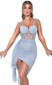 Ruched Bustier Corset Mesh Dress Silver Grey