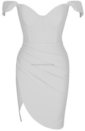 Off The Shoulder Bustier Draped Dress White
