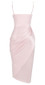 Draped Silk Midi Dress Pink