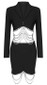 Long Sleeve Embellished Two Piece Dress Black