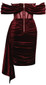 Off Shoulder Draped Corset Velvet Dress Burgundy