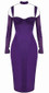 Long Sleeve Choker Bustier Midi Dress Purple