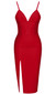 Slit Detail Midi Dress Red