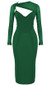 Long Sleeve Corset Midi Dress Green