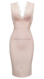Scalloped Lace Bustier Dress Nude Pink