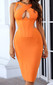 Halter Corset Midi Dress Orange