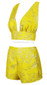 Sparkly Crop Top Shorts Set Yellow