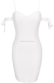 Tie Detail Bardot Dress White