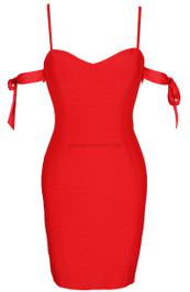 Tie Detail Bardot Dress Red