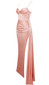 Draped Corset Maxi Silk Dress Pink