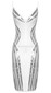 Structured Sequin Midi Dress White Silver