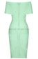 Cross Over Draped Bardot Dress Green