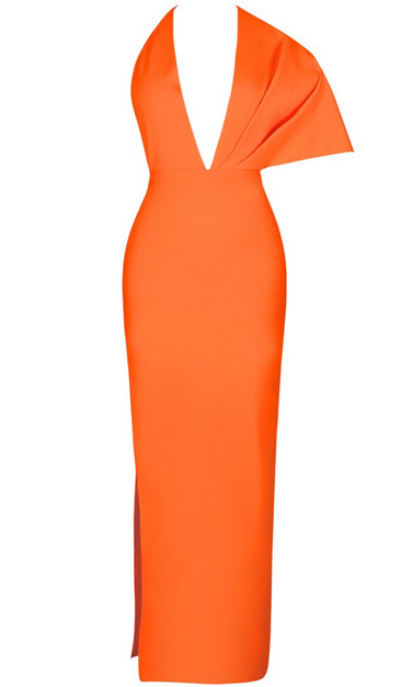Halter Cape Backless Maxi Dress Orange - Luxe Maxi Dresses and Luxe ...