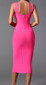 Draped Detail Bustier Midi Dress Hot Pink