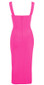 Draped Detail Bustier Midi Dress Hot Pink