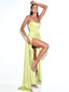 Strapless Draped Corset Maxi Silk Dress Yellow