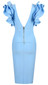 Ruffle Sleeve Midi Dress Light Blue