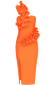 Ruffle One Shoulder Midi Dress Orange