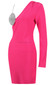 One Sleeve Rhinestone Bustier Dress Hot Pink