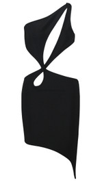 One Shoulder Cut Out Backless Dress Black