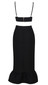 Bow Detail Ruffle Midi Two Piece Dress Black