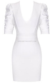 Short Sleeve Backless Dress White