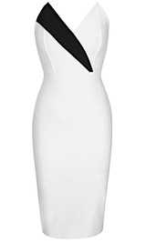 Strapless Midi Dress White Black
