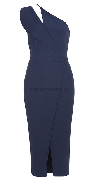 One Shoulder Midi Dress Navy Blue - Luxe Midi Dresses and Luxe Party ...