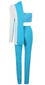 One Sleeve Blazer Two Piece Jumpsuit Blue White