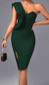 Ruffle One Shoulder Midi Dress Green