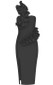Ruffle Detail One Shoulder Midi Dress Black
