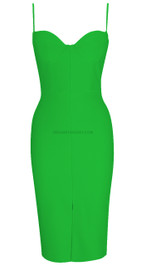 Bustier Front Split Midi Dress Green