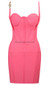 Ribbed Bustier Structured Dress Hot Pink