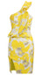 One Shoulder Ruffle Dress Yellow