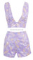 Sequined Crop Top Shorts Set Lavender