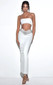 One Shoulder Maxi Two Piece Dress White Silver