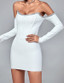 Long Sleeve Off Shoulder Silver Trim Dress White