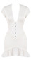 Plunge V Neck Corset Ruffle Dress White