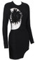 Long Sleeve Embellished Mesh Dress Black