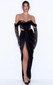 Off Shoulder Lace Draped Maxi Velvet Dress Black