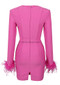 Feather Long Sleeve Bustier Dress Pink