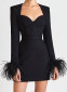 Feather Long Sleeve Bustier Dress Black
